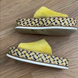 Anthropologie Gaimo Juana Yellow Suede Espadrille Platform Slides, Size 36